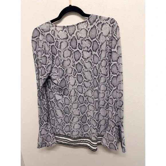 Michael Kors Long Sleeve Snake Print Lace Up Top Women Size M - Picture 4 of 4